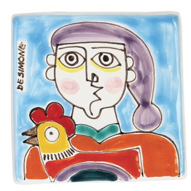 Decorative tile Folk Man with Hen TZT685FCFK-28 Decorative tile Folk Man with Hen TZT685FCFK-28